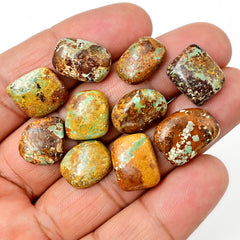 Nevada Turquoise Cabochons | Natural Brown Matrix Turquoise for Jewelry - 10 Pieces