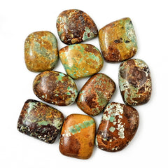 Nevada Turquoise Cabochons | Natural Brown Matrix Turquoise for Jewelry - 10 Pieces
