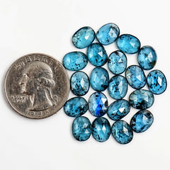 Oval Rose Cut Teal Moss Kyanite Gemstone | Natural Cabochons for Jewelry Making - 20 pieces