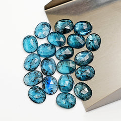 Oval Rose Cut Teal Moss Kyanite Gemstone | Natural Cabochons for Jewelry Making - 20 pieces