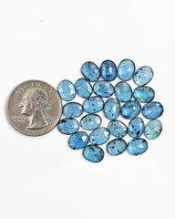 Teal Moss Kyanite Rosecut Oval Cabochons | Natural Gems for Artisan Jewelry - 24 pieces