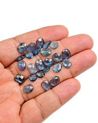 Teal Moss Kyanite Rosecut Oval Cabochons | Natural Gems for Artisan Jewelry - 24 pieces