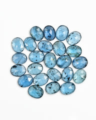 Teal Moss Kyanite Rosecut Oval Cabochons | Natural Gems for Artisan Jewelry - 24 pieces