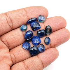 Blue Kyanite Cabochons | Natural Blue Mix Shape Gems for Jewelry Making - 13 pieces