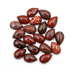 Pear-Shaped Dinosaur Bone Cabochons | Fossil Gemstones for Jewelry Design - 20 Pieces