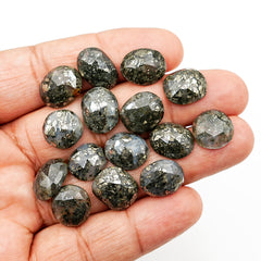 Nipomo Marcasite Rose Cut Cabochons | Freeform Metallic Gemstones for Jewelry- 15 pieces