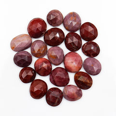 Earthy Elegance Mookaite Rosecut Gemstone| Freeform Smooth Cabs for Jewelry Making - 20 Pieces