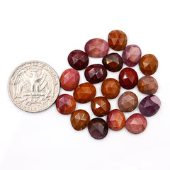 Mookaite Rosecut Oval Cabochons | Flat Back Rose Cut Cabs for Jewelry Making - 20