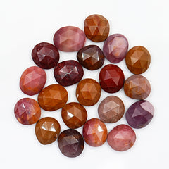 Mookaite Rosecut Oval Cabochons | Flat Back Rose Cut Cabs for Jewelry Making - 20