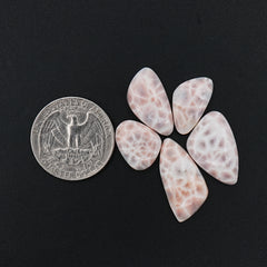 Natural Pink Larimar Smooth Cabochons | Freeform Gemstone For Jewelry Making - 5 Pices