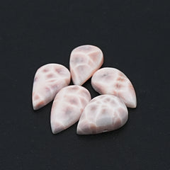 Natural Pink Larimar Cabochon | Pear Shapes Gems For Jewelry Making - 5 Pices