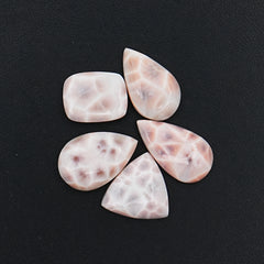 Natural Pink Larimar Cabochons | Mix Shapes Gems For Jewelry Making - 5 Pices
