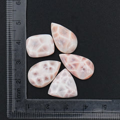 Natural Pink Larimar Cabochons | Mix Shapes Gems For Jewelry Making - 5 Pices
