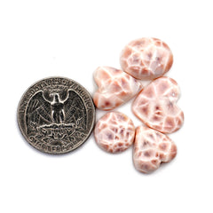 Natural Pink Larimar Cabochons | Mixed Shapes Gems With Soft Pink & Plum Tones - 5 Pices