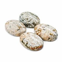 Ocean Jasper Oval Cabochons With Orbicular Patterns | Natural Polished Stones - 4 Pieces