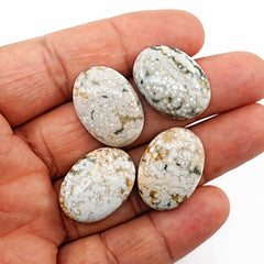 Ocean Jasper Oval Cabochons With Orbicular Patterns | Natural Polished Stones - 4 Pieces