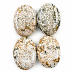 Ocean Jasper Oval Cabochons With Orbicular Patterns | Natural Polished Stones - 4 Pieces