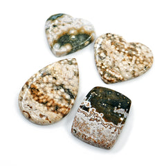 Large Ocean Jasper Cabochons | Mix Shapes Polished Statement Stones for Jewelry - 4 Pieces