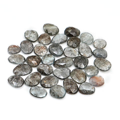 Moss Aquamarine Rose Cut Gemstones | Freeform Faceted Cabs for Jewelry Making - 34 Pieces