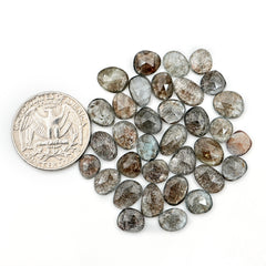 Moss Aquamarine Rose Cut Gemstones | Freeform Faceted Cabs for Jewelry Making - 34 Pieces