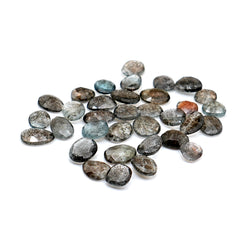 Moss Aquamarine Rose Cut Gemstones | Freeform Faceted Cabs for Jewelry Making - 34 Pieces