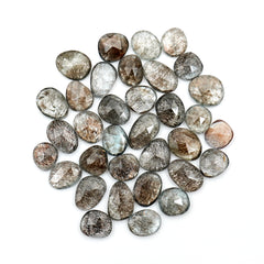 Moss Aquamarine Rose Cut Gemstones | Freeform Faceted Cabs for Jewelry Making - 34 Pieces