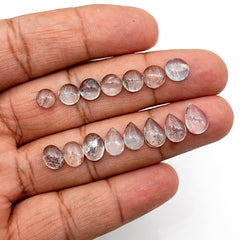 Moss Aquamarine Smooth Cabochons | Freeform Polished Crystals for Jewelry Making - 15 Pieces