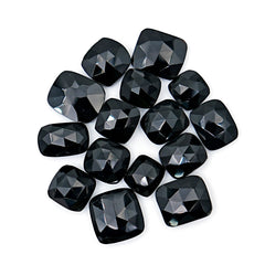 Natural Black Onyx Rose Cut Cushion Gemstones