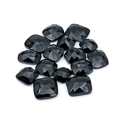 Natural Black Onyx Rose Cut Cushion Gemstones