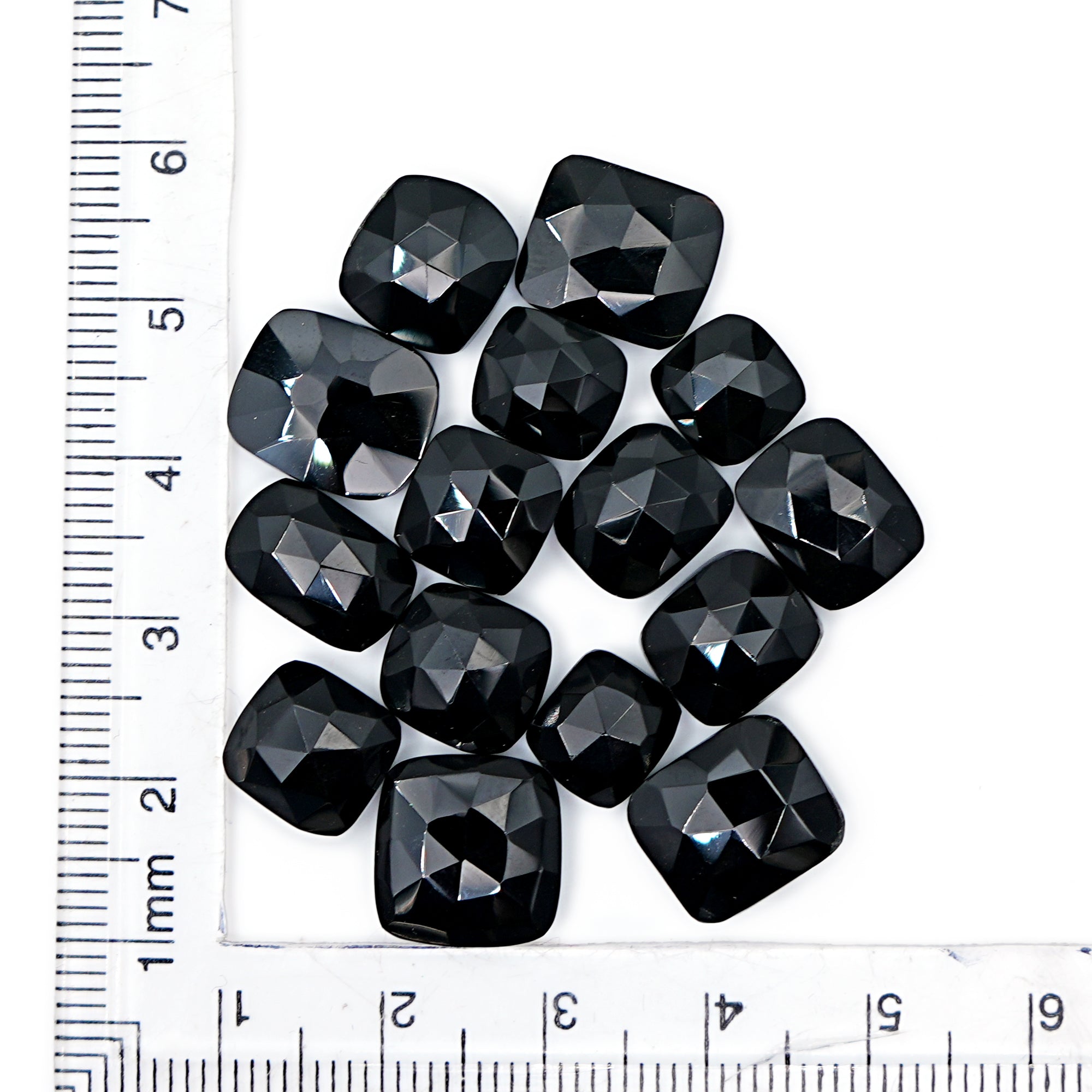 Natural Black Onyx Rose Cut Cushion Gemstones