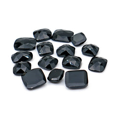 Natural Black Onyx Rose Cut Cushion Gemstones