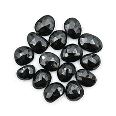 Black Onyx Freeform Rosecut Cabochons | Flat Back Gemstone For Jewelry Making - 15 Pieces