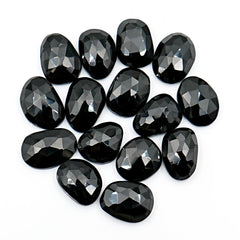 Black Onyx Cushion Rosecut Cabochons | Flat Back Gemstone For Jewelry Making - 15 Pieces