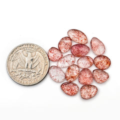 Strawberry Quartz Rosecut Freeform | Natural Faceted Cabochons for Jewelry - 14 pieces