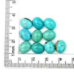 Kingman Turquoise Oval Cabochons | Blue Gemstone For Jewelry Making - 10 Pieces