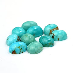 Kingman Turquoise Oval Cabochons | Blue Gemstone For Jewelry Making - 10 Pieces