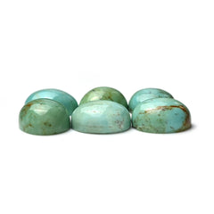 Kingman Turquoise Oval Cabochons | Green Smooth Gemstone for Jewelry Making - 6 Pieces