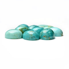 Oval Cabochons of Kingman Turquoise | Smooth Gemstone for Jewelry Making - 10 Pieces