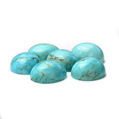 Oval Cut Kingman Turquoise Cabochons | Smooth Gemstone For Jewelry Meaking - 6 Pieces