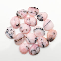 Pink Opal Rosecut Cabochons | Peruvian Pink Gemstones for Jewelry Making - 15 pieces