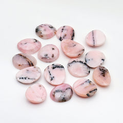 Pink Opal Rosecut Cabochons | Peruvian Pink Gemstones for Jewelry Making - 15 pieces