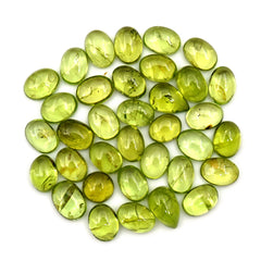 Natural Peridot Freeform Green Gemstones | Smooth Cabochons for Jewelry Making - 35 Pieces