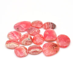 Natural Rhodochrosite Rose Cut Cabochons | Freeform Pink Gemstones for Jewelry Making - 13 Pieces