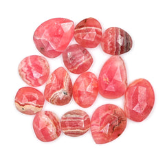 Natural Rhodochrosite Rose Cut Cabochons | Freeform Pink Gemstones for Jewelry Making - 13 Pieces