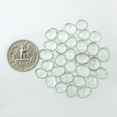 Prasiolite Rose Cut Cabochon | Freeform Green Amethyst Gemstone for Jewelry Making - 30 Pieces