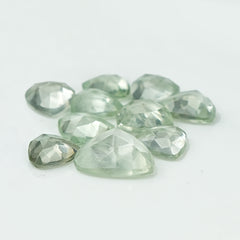 Prasiolite Rose Cut Cabochon | Trillion Green Amethyst Gemstone for Jewelry Making - 10 Pieces