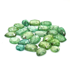 Green Kyanite Rosecut Freeform Cabochons | Faceted Natural Gems for Jewelry Making - 25 Pieces