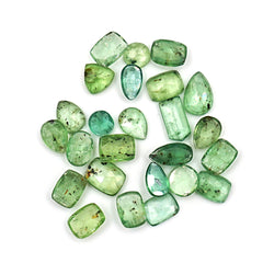 Green Kyanite Rosecut Freeform Cabochons | Faceted Natural Gems for Jewelry Making - 25 Pieces
