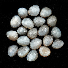 Grey Moonstone Rose Cut Cabochons | Freeform Gemstones for Jewelry Making - 20 pieces