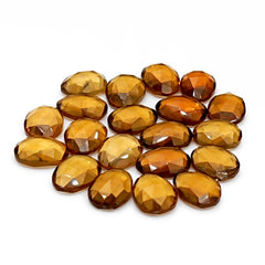 Honey Citrine Rosecut Cabochons | Freeform Faceted Yellow Gemstones For Jewelry - 20 Pieces